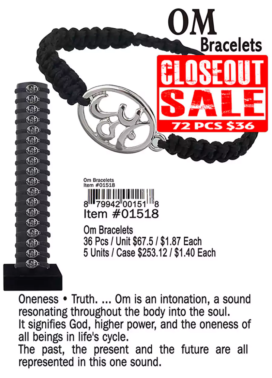 Om Bracelets - Closeout 72 Pcs.